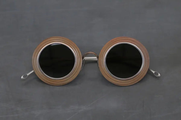RIGARDS and UMA WANG Collaboration Round Frame Highly Handcrafted Sunglasses RG00UW12 Series RG-RG00UW12-GJKJBL Retro Gold Frame with Green Gradient Lenses